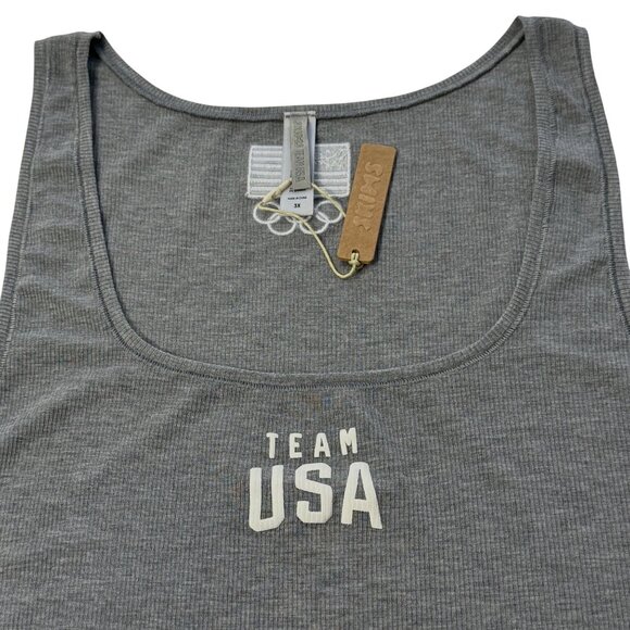 SKIMS Soft Lounge Tank Top + Boxer Short Set Team USA  Heather Gray 3X - Picture 6 of 13